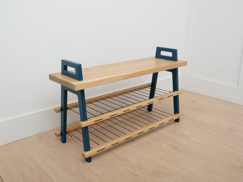 Banc d'entrée B3 en merisier avec porte chaussures - format moyen - 36 po