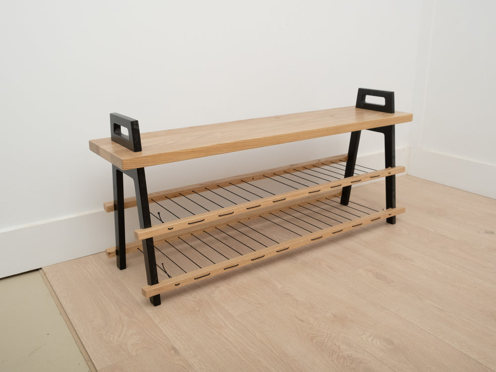 Banc d'entrée B3 en merisier avec porte chaussures - grand format - 46 po