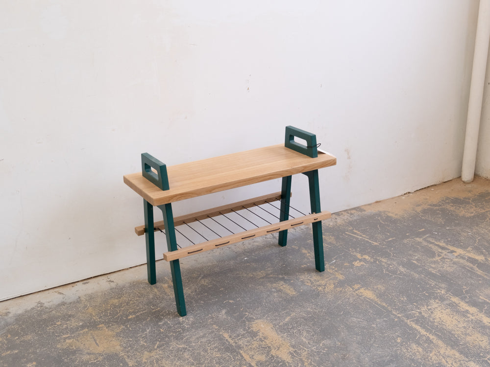 B3 entryway storage bench in white oak with shoe rack -Small format 28in